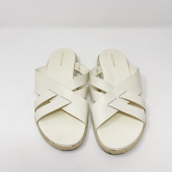 Cole Haan Womens 6.5 Cream Ivory Leather Florens Strappy Sandals Slide Grand 360 - Picture 4 of 7